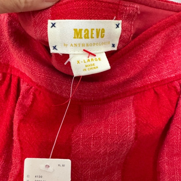 NEW Anthropologie MAEVE Red Tonal Striped Sleeveless Deep Pocket Dress XL NWT - Picture 5 of 9